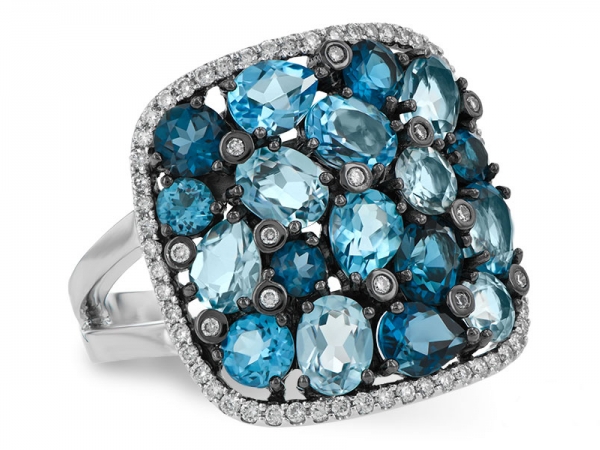 Blue Topaz & Diamond Ring by Allison Kaufman